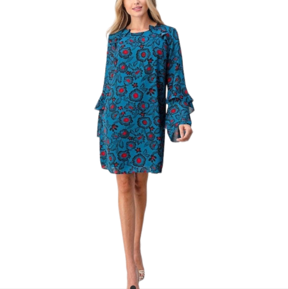 Blue Estella Long Sleeve Shirt Dress